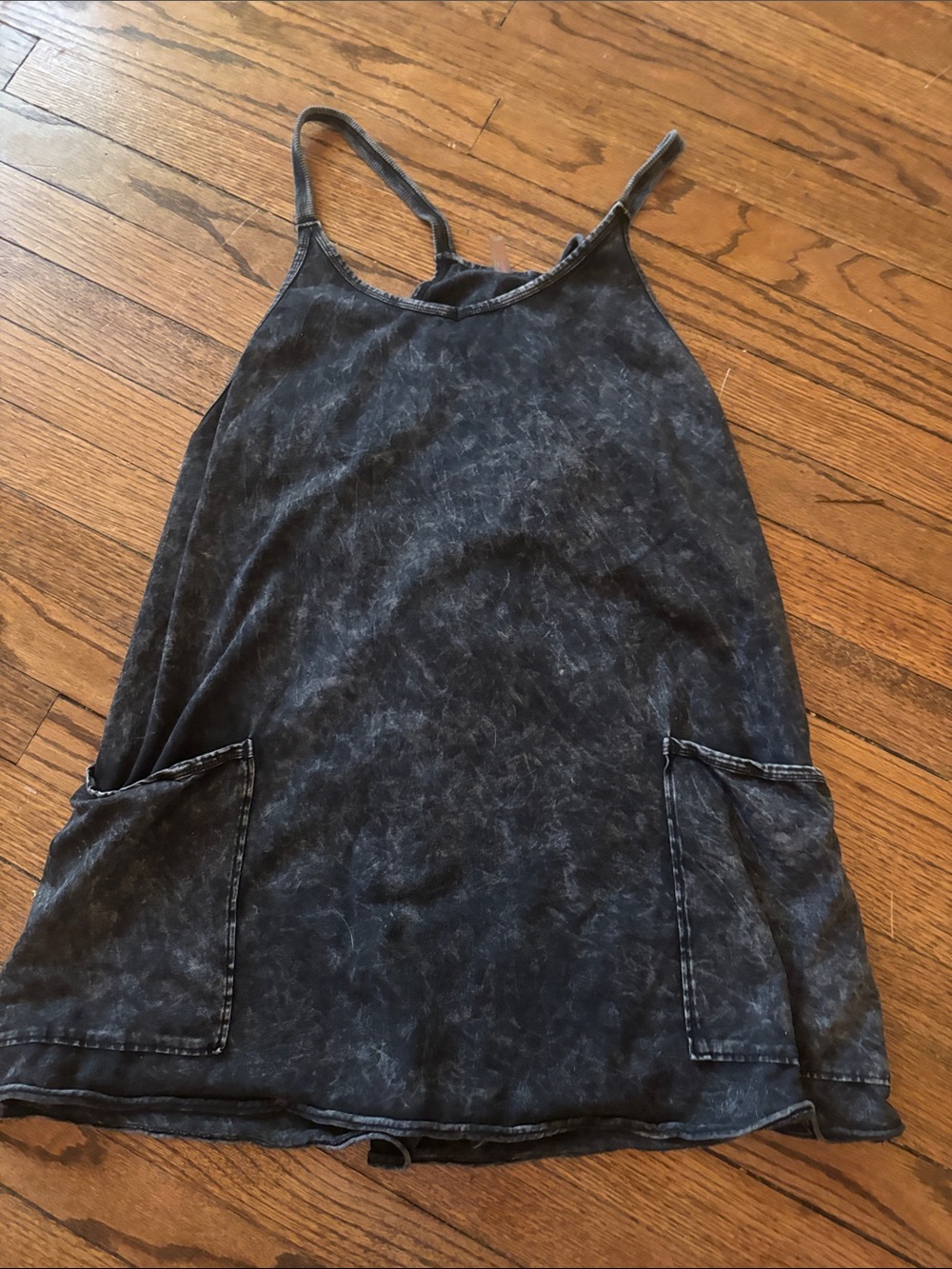 Free people movement Washed Black Tank Dress (built in shorts)with Front Pockets